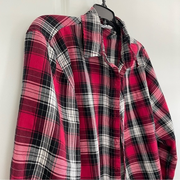 Southern Lady Plaid Button Down Shirt Red White & Black Size L - Picture 3 of 12